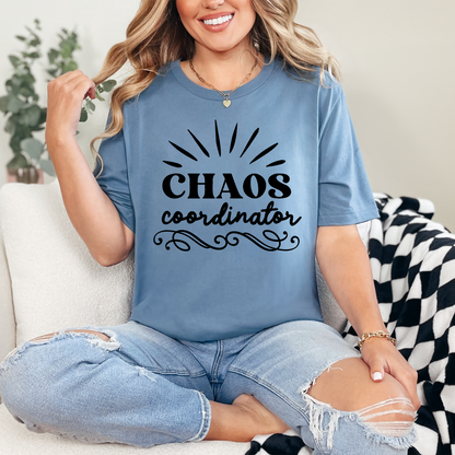 Wholesale Chaos Coordinator Burst Graphic Tee - Steel Blue Tee