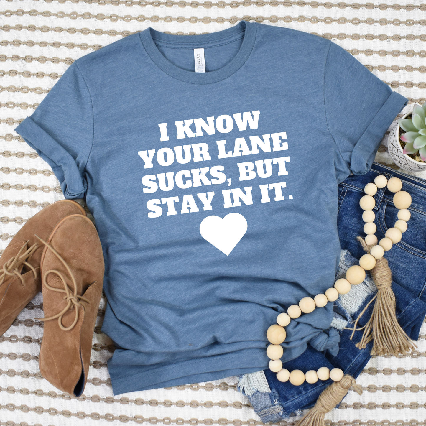 Wholesale Stay in your lane Graphic Tee - Heather Slate Tee