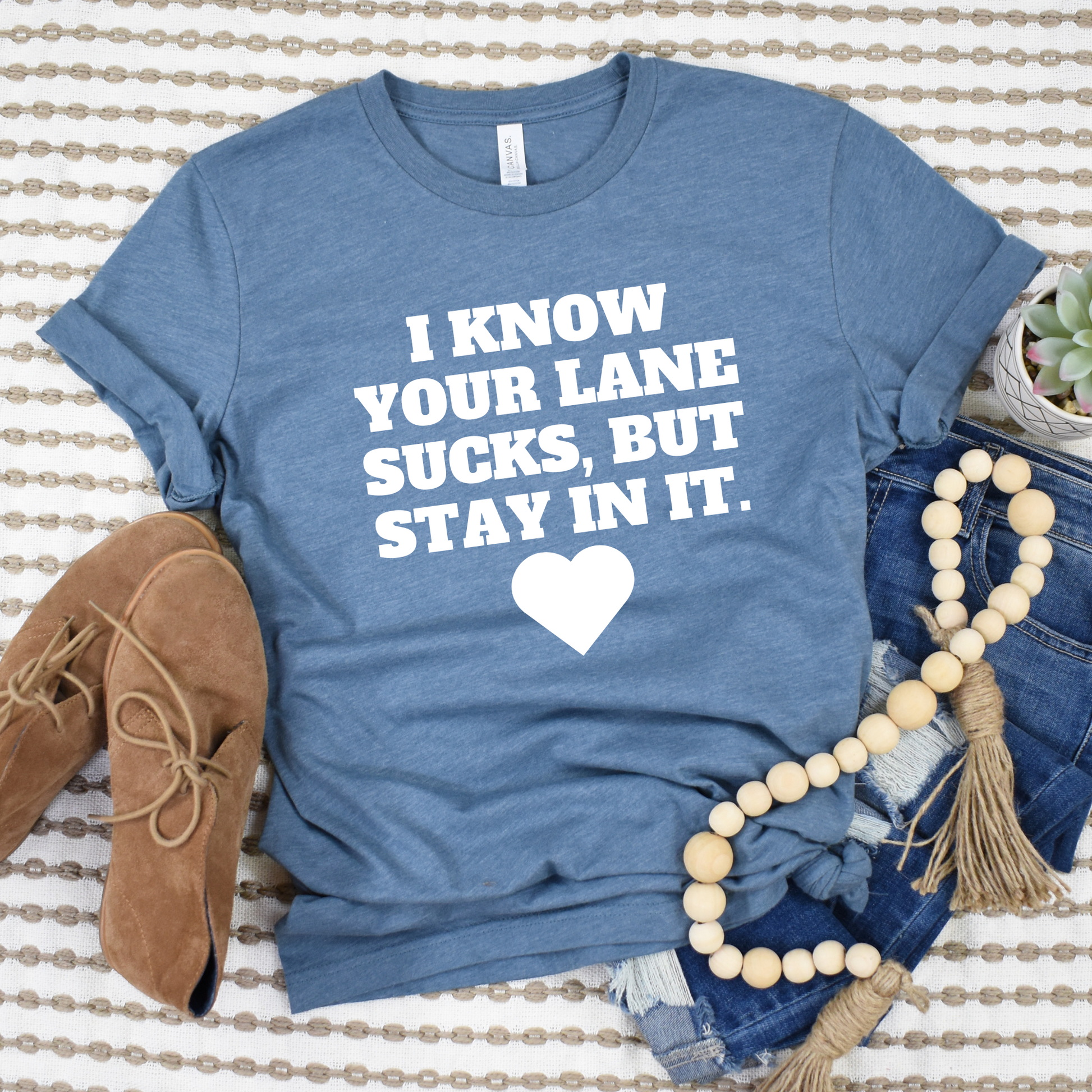 Wholesale Stay in your lane Graphic Tee - Heather Slate Tee