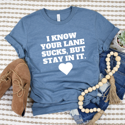 Wholesale Stay in your lane Graphic Tee - Heather Slate Tee