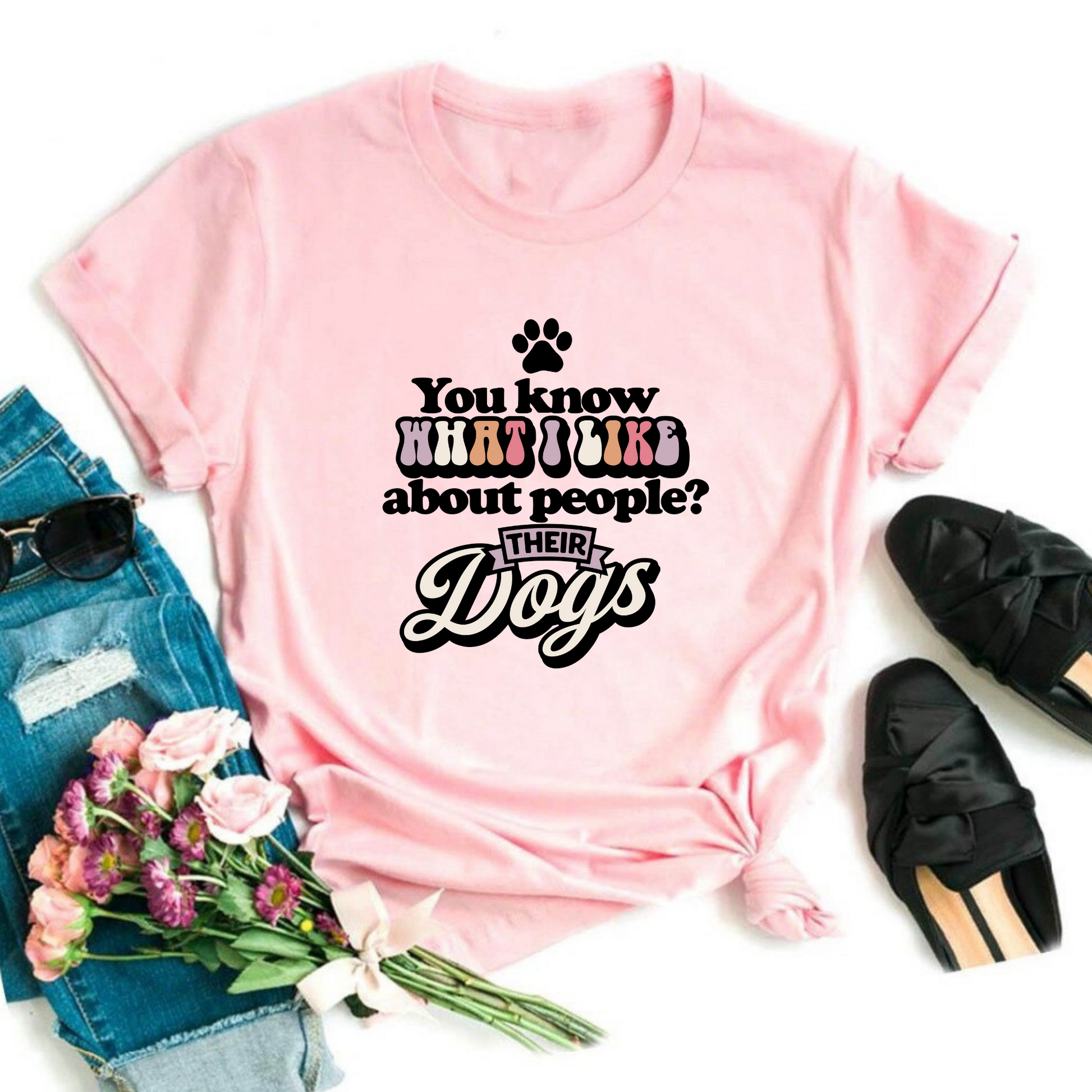 Wholesale Their Dogs Graphic Tee - Light Pink Tee