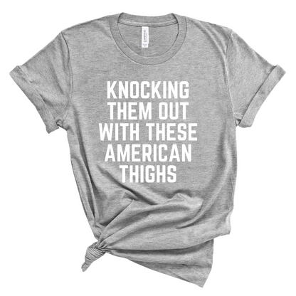 Wholesale American Thighs Graphic Tee - Heather Red Tee