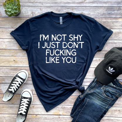 Wholesale I'm not shy Graphic Tee - Navy Tee