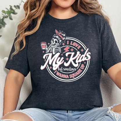 Wholesale Love My Kids but Sometimes I Wanna Square Up Graphic Tee - Dark Grey Heather Tee