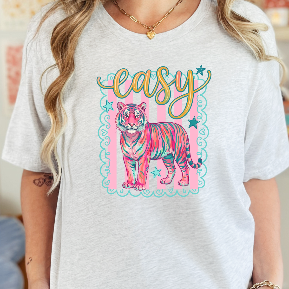 Wholesale Easy Tiger Graphic Tee - Ash Tee