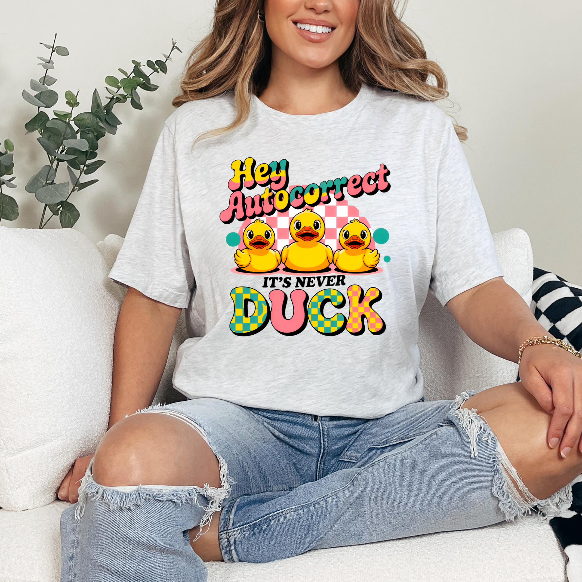 Wholesale Hey Autocorrect Graphic Tee - Ash Tee