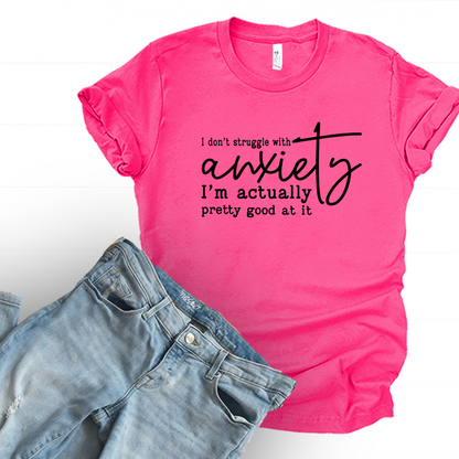 Wholesale Struggle with anxiety - Fuchsia Tee