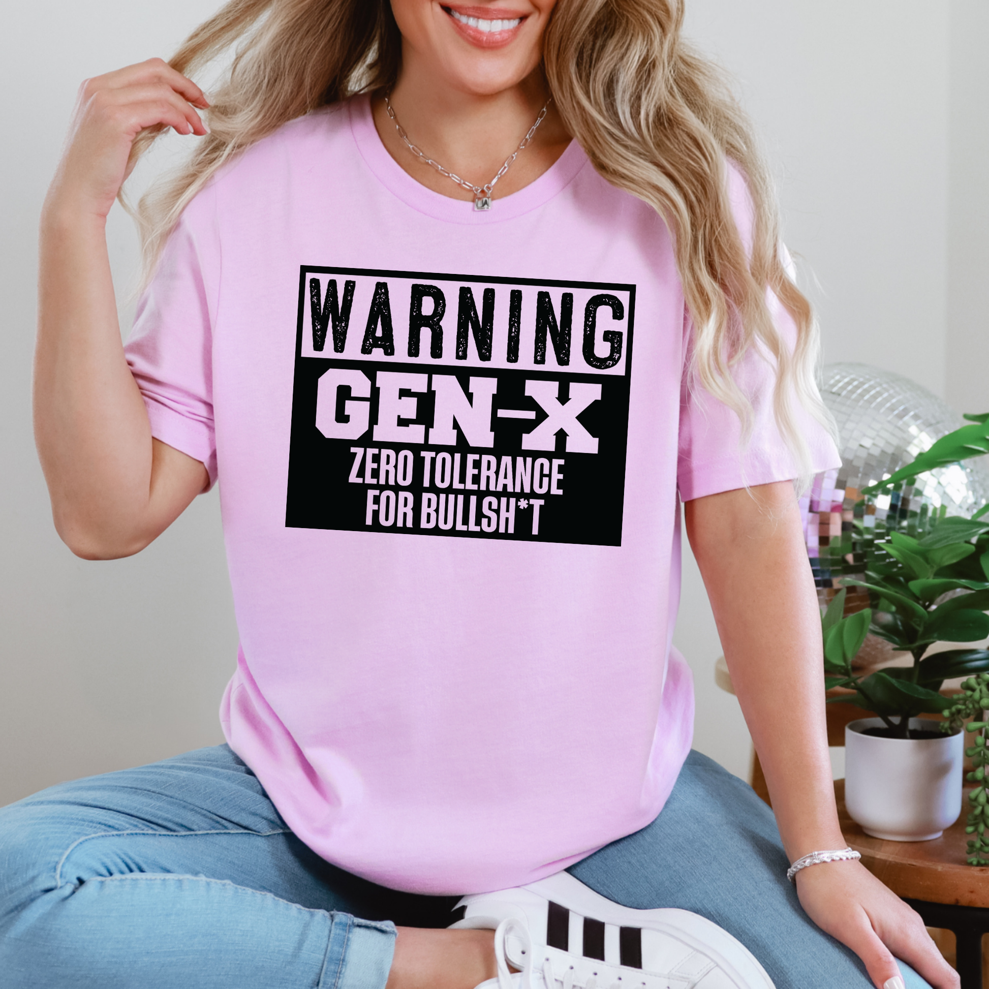 Wholesale Warning Gen-X Graphic Tee - Lilac Tee