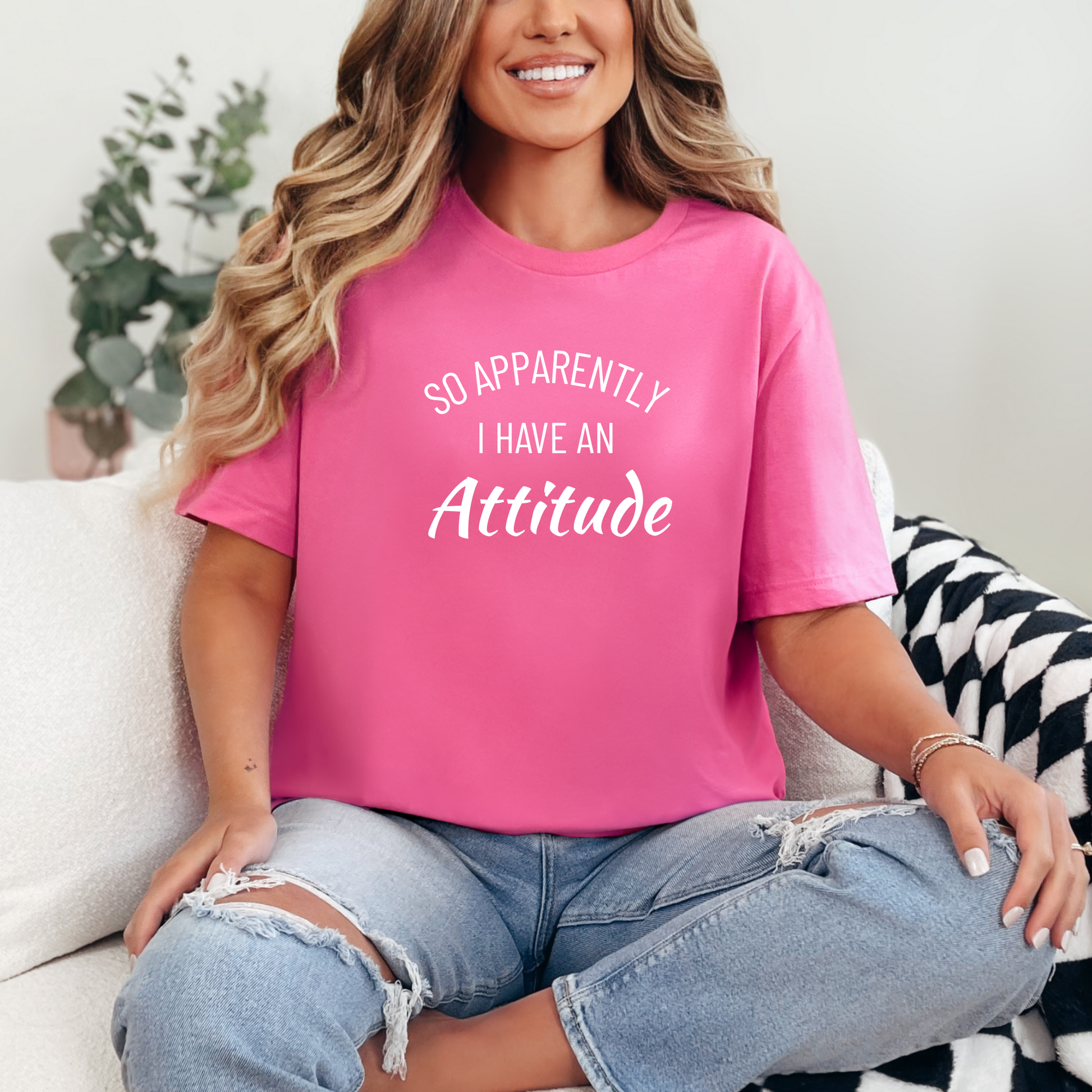 Wholesale Sassy Attitude Graphic Tee - Charity Pink Tee
