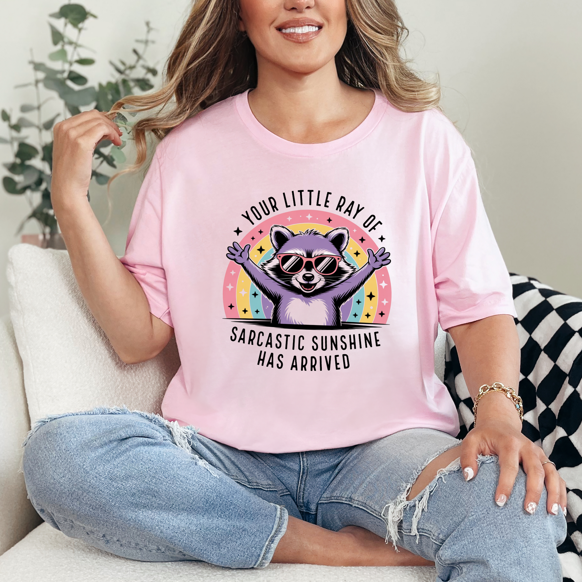 Wholesale Little Ray of Sarcastic Graphic Tee - Soft Pink Tee