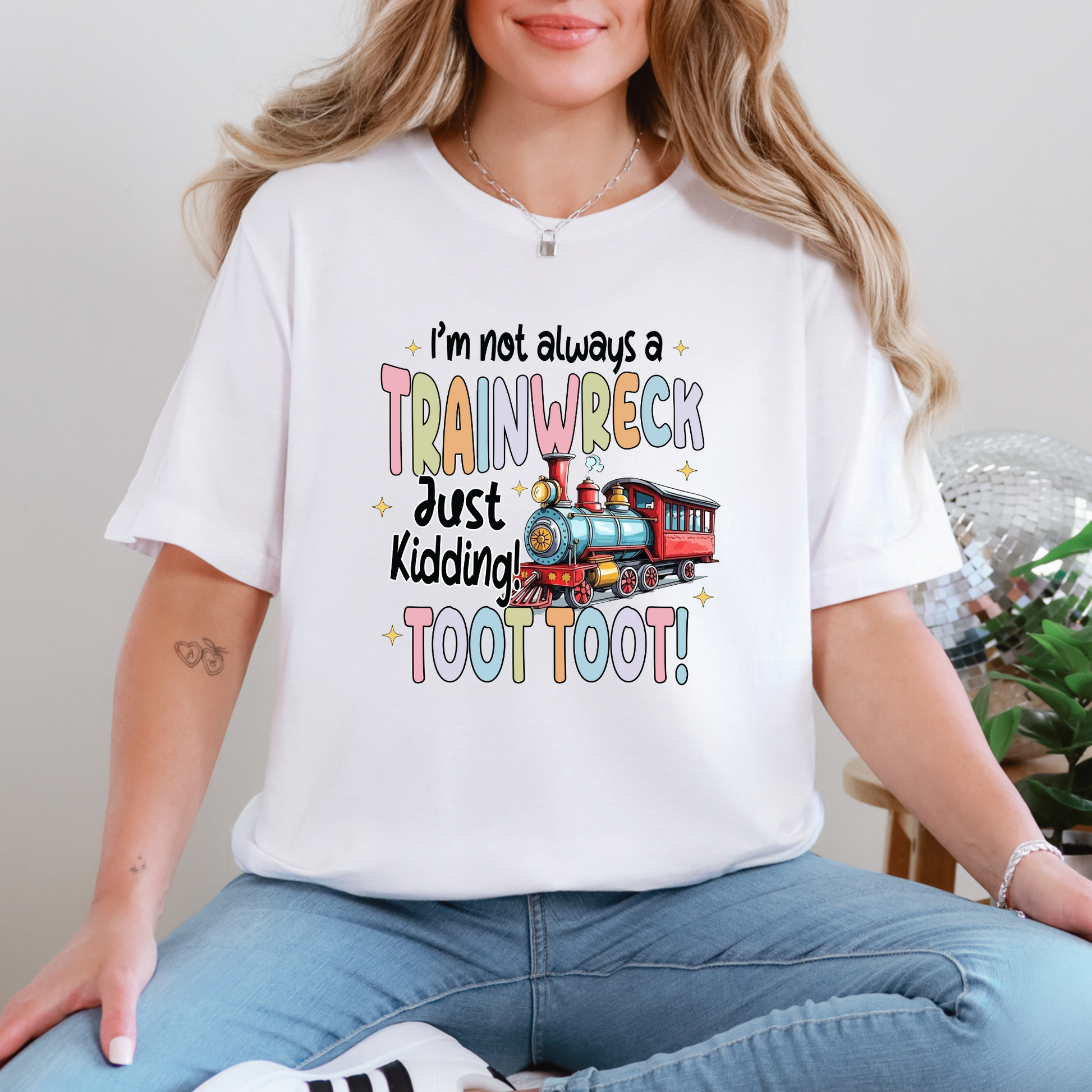 Wholesale Not Always a Train Wreck Graphic Tee - White Tee