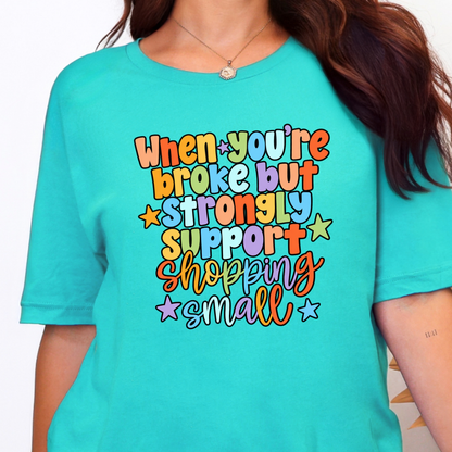 Wholesale Broke Support Small Graphic Tee - Sea Green