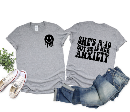 Wholesale So is her anxiety Graphic Tee - Grey