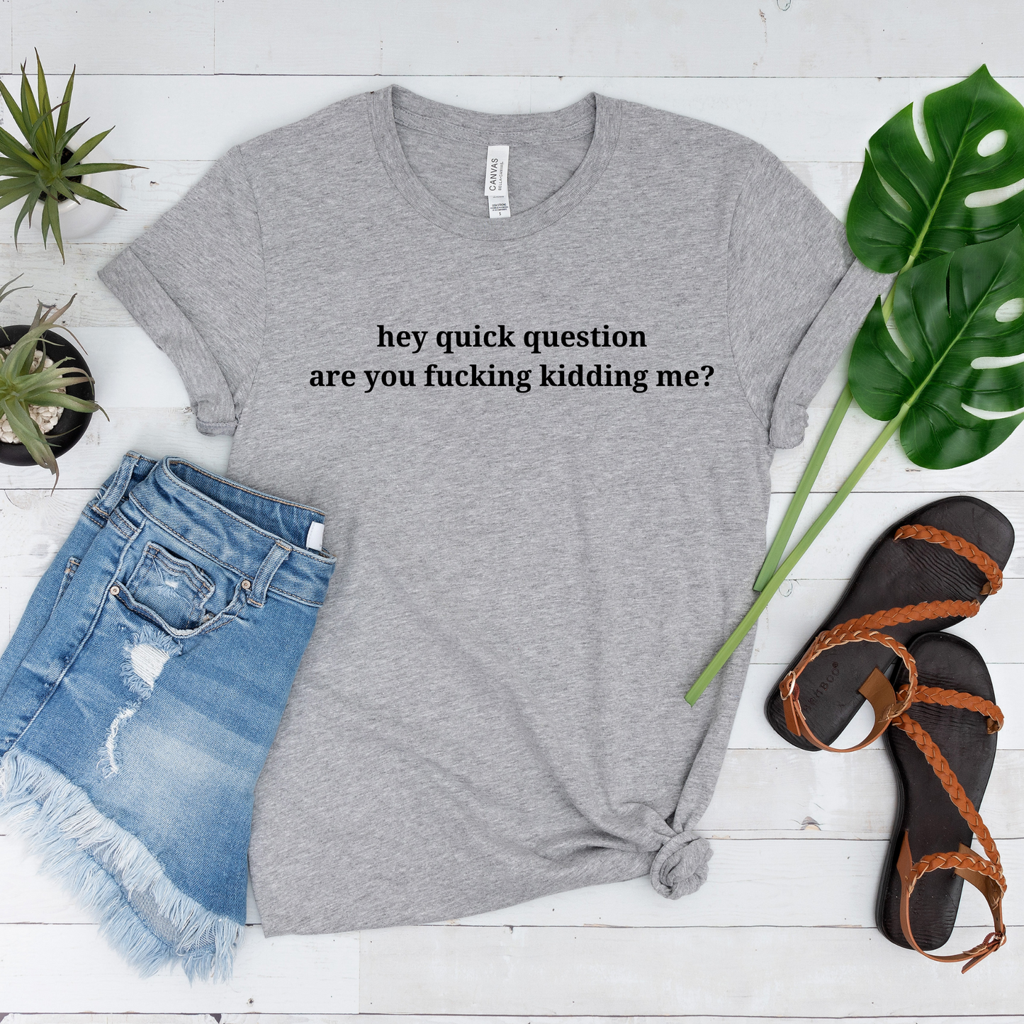 Wholesale Quick Question Graphic Tee - Heather Mauve Tee