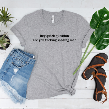 Wholesale Quick Question Graphic Tee - Heather Mauve Tee