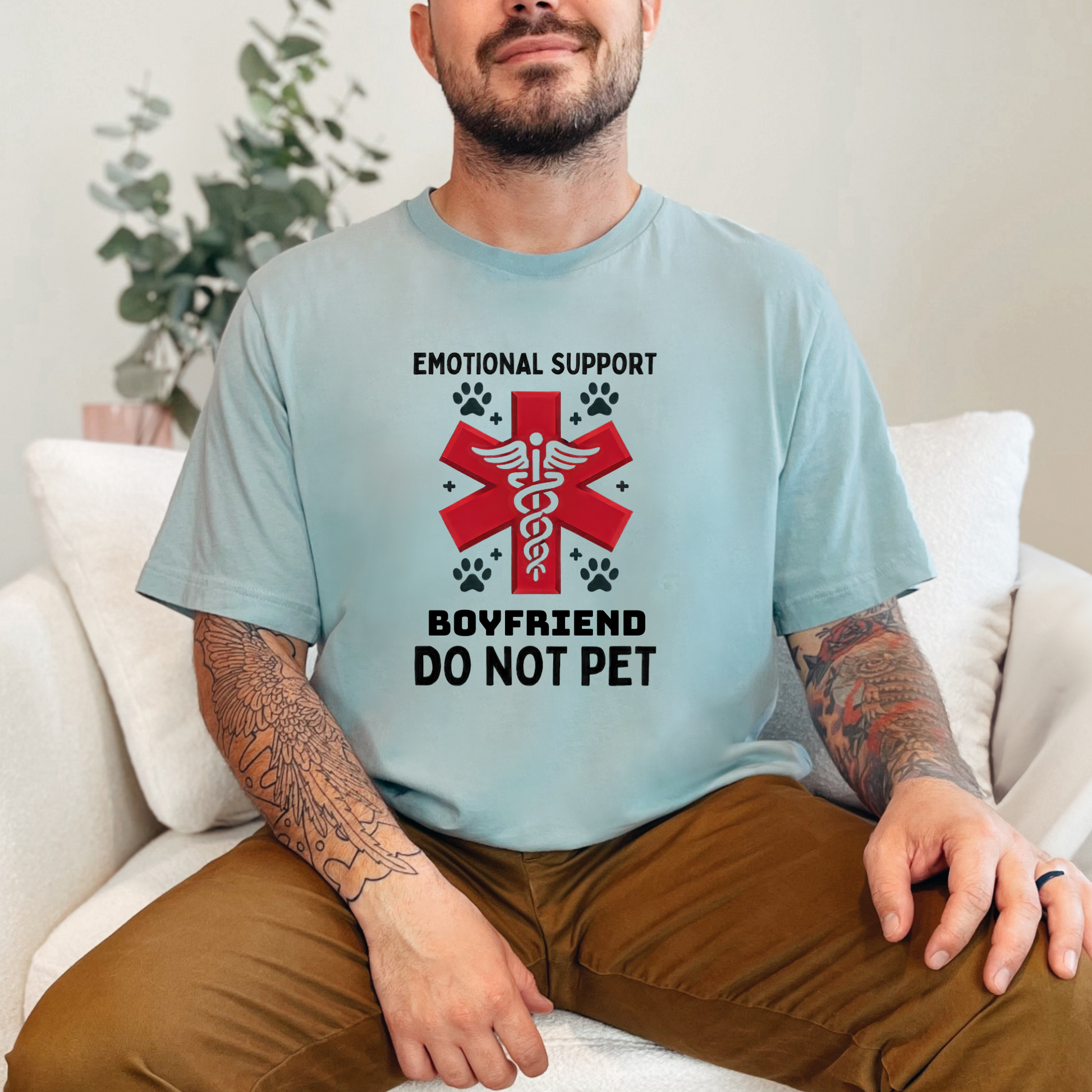Wholesale Emotional Support Boyfriend Graphic Tee - Dusty Blue Tee