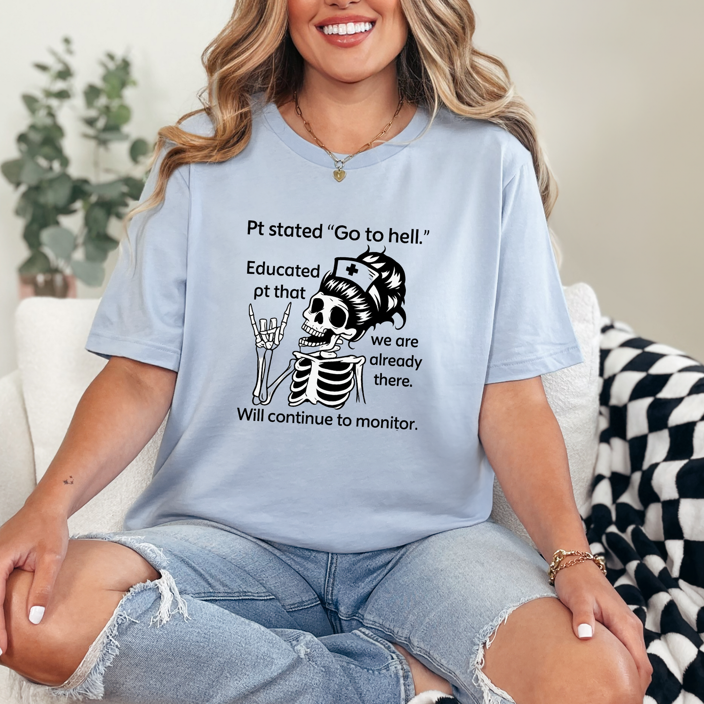 Wholesale PT Go To Hell Graphic Tee - Baby Blue Tee