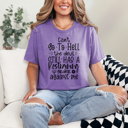 Wholesale Can't Go to Hell Graphic Tee - Heather Team Purple Tee