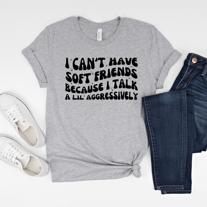 Wholesale I can't have soft friends Graphic Tee - Grey Tee