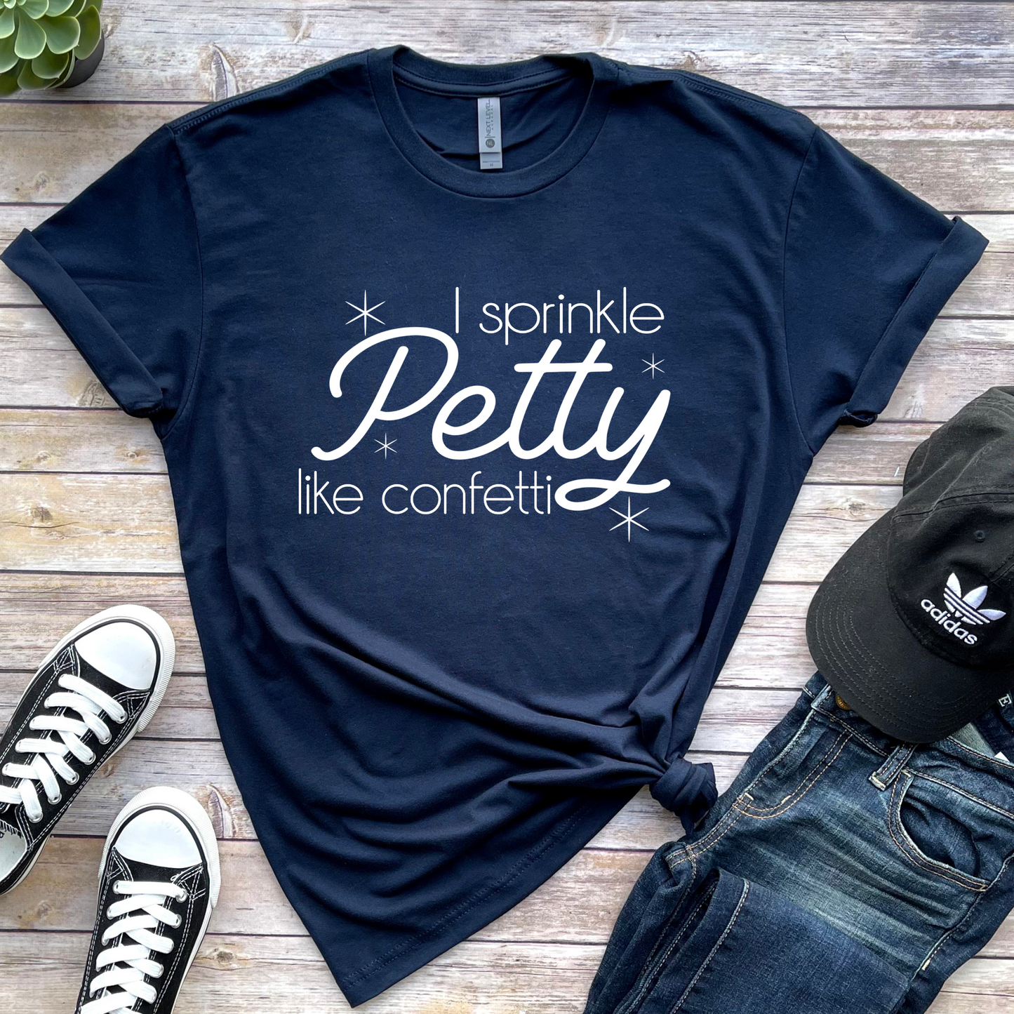 Wholesale Petty Confetti Graphic Tee - Navy Tee