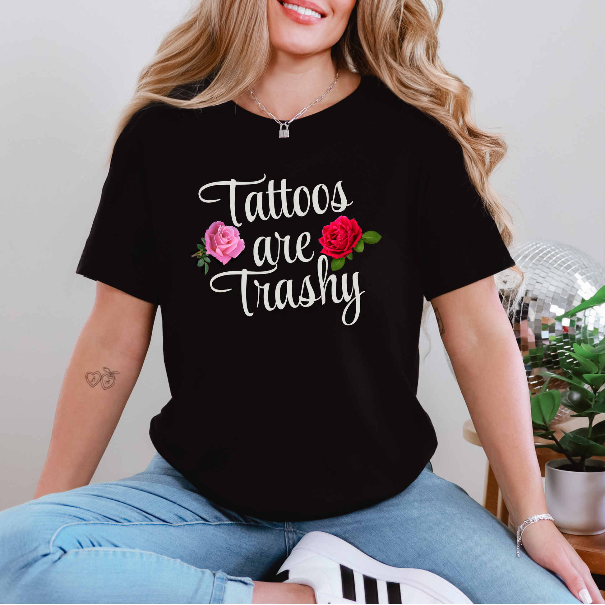 Wholesale Tattoos Trashy Graphic Tee - Black Tee