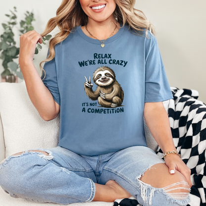 Wholesale Relax We're All Crazy-Sloth Graphic Tee - Ash Tee
