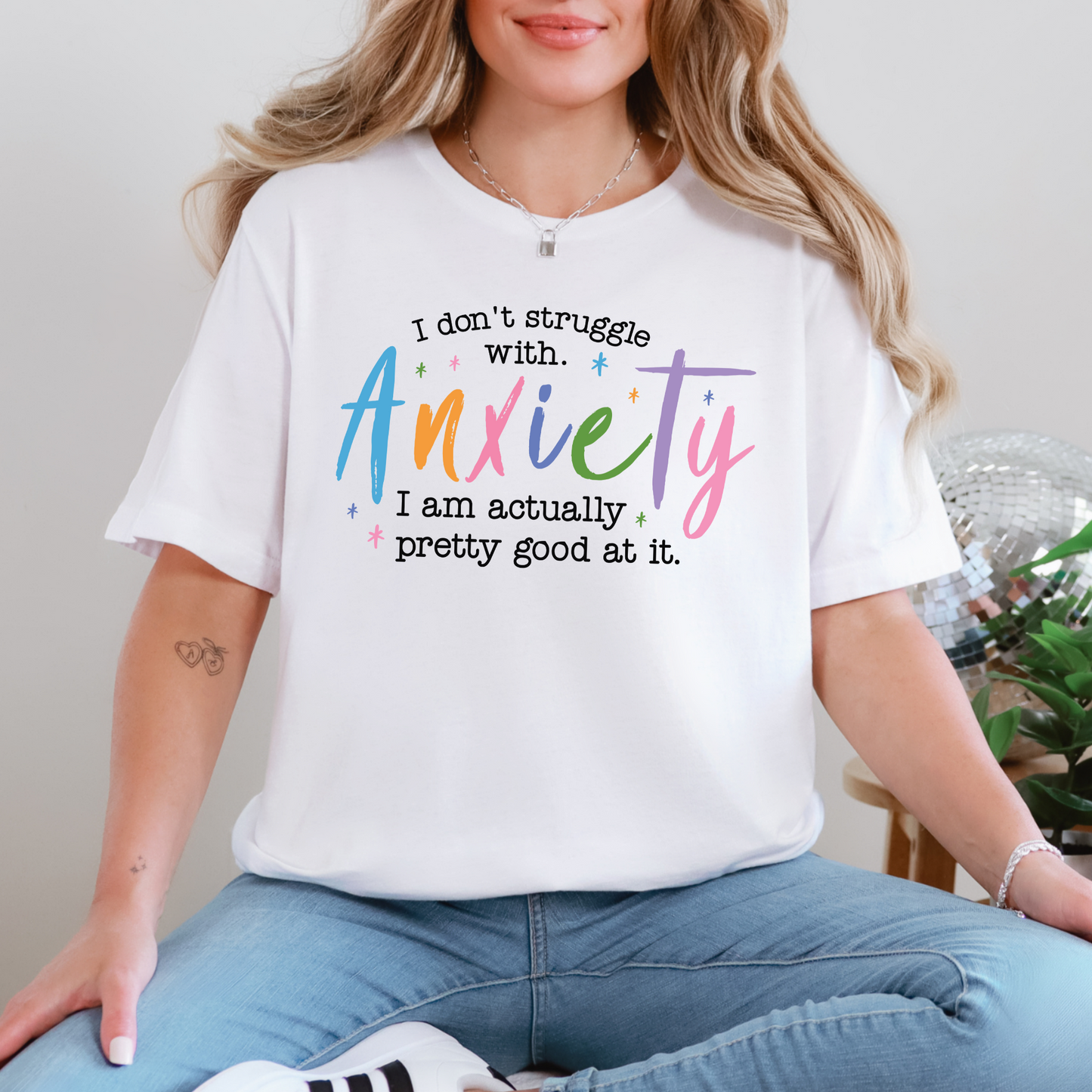 Wholesale I Don't Struggle with Anxiety Graphic Tee - White Tee