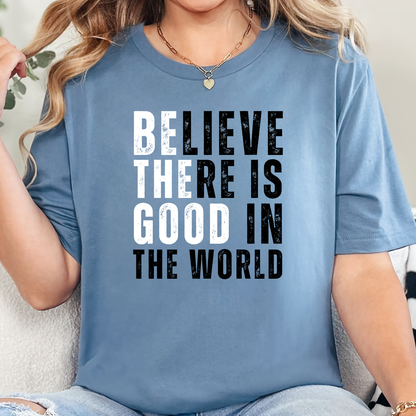 Wholesale Believe There is Good in the World Graphic Tee - Steel Blue Tee