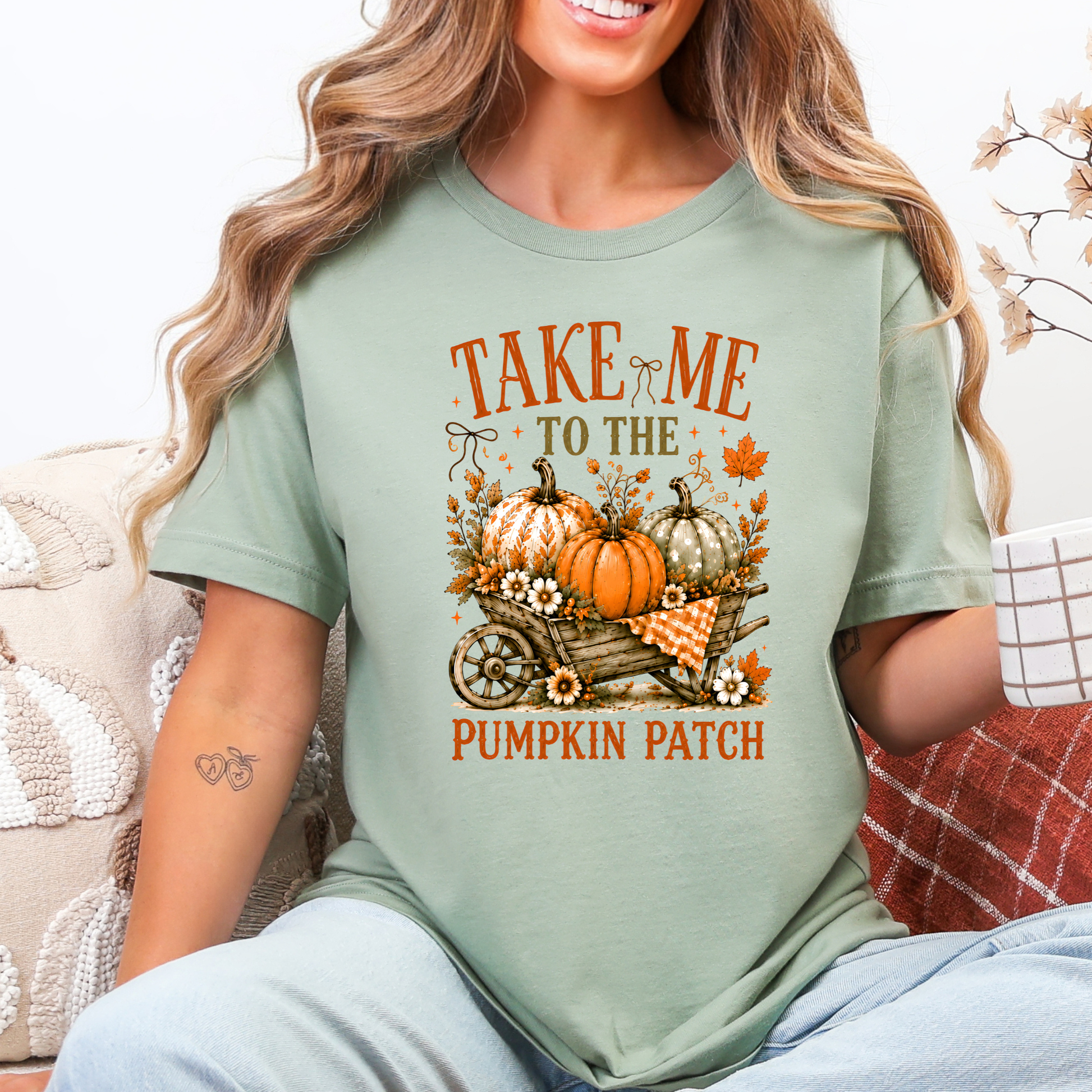 Wholesale Take Me To The Pumpkin Patch Graphic Tee - Sage