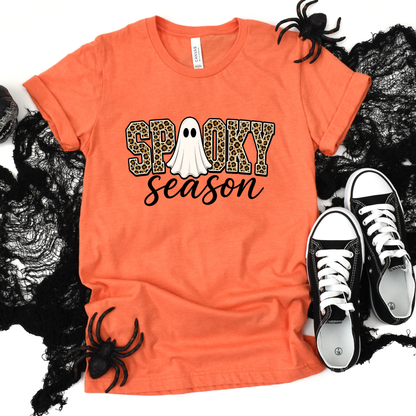 Wholesale Spooky Season Ghost Graphic Tee - Heather Orange