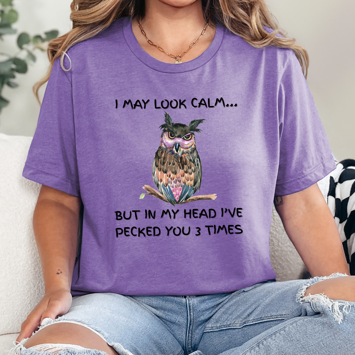 Wholesale I May Look Calm Graphic Tee - Heather Team Purple Tee