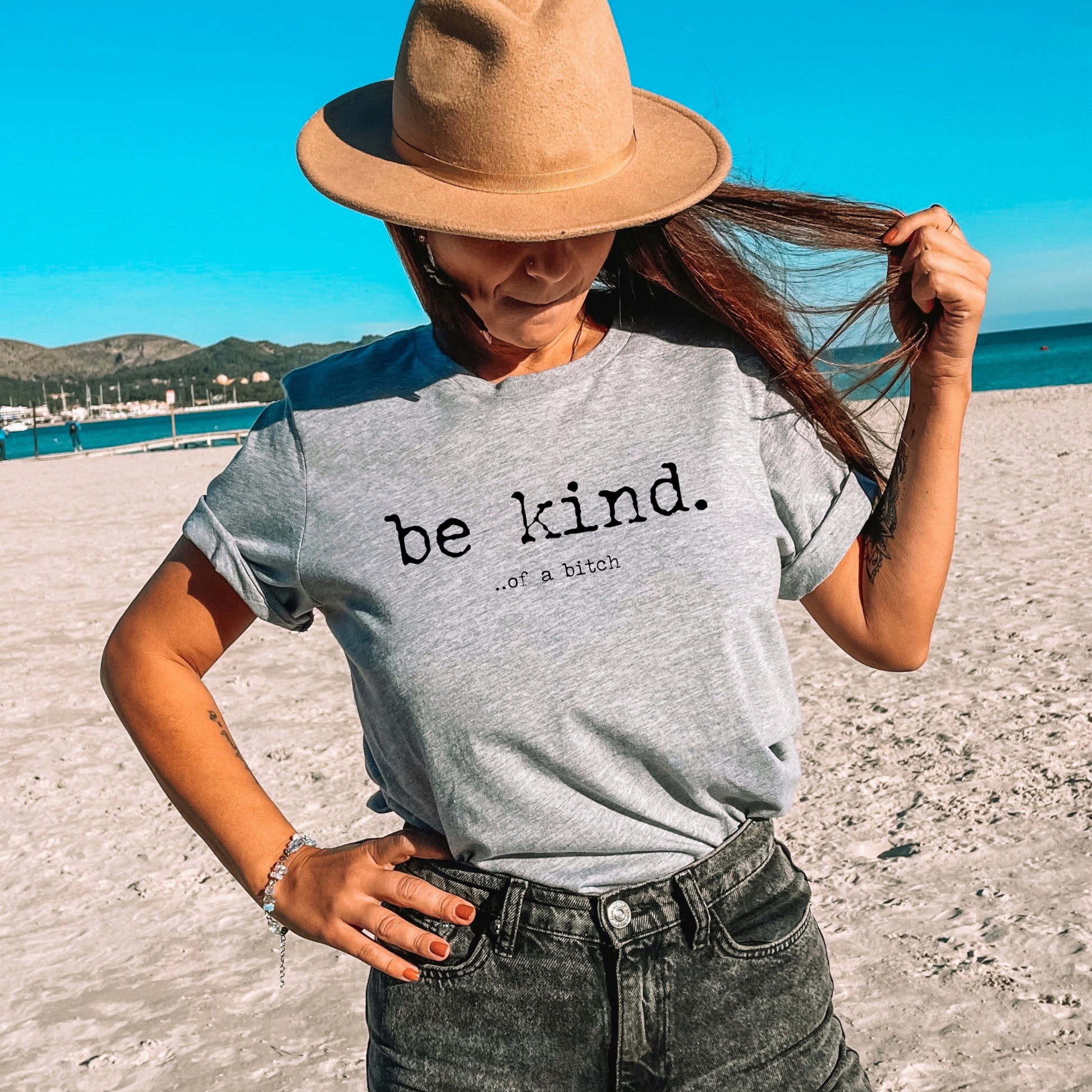 Wholesale Kind of a Bitch Graphic Tee - Grey Sweatshirt