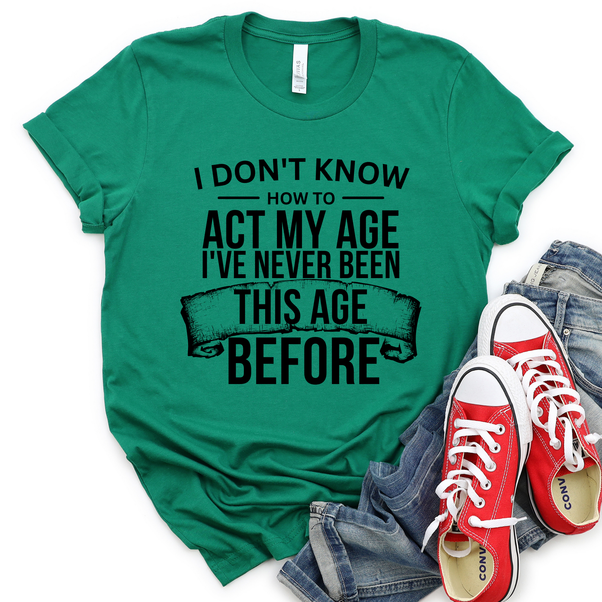 Wholesale Act my age Graphic Tee - Kelly Green Tee