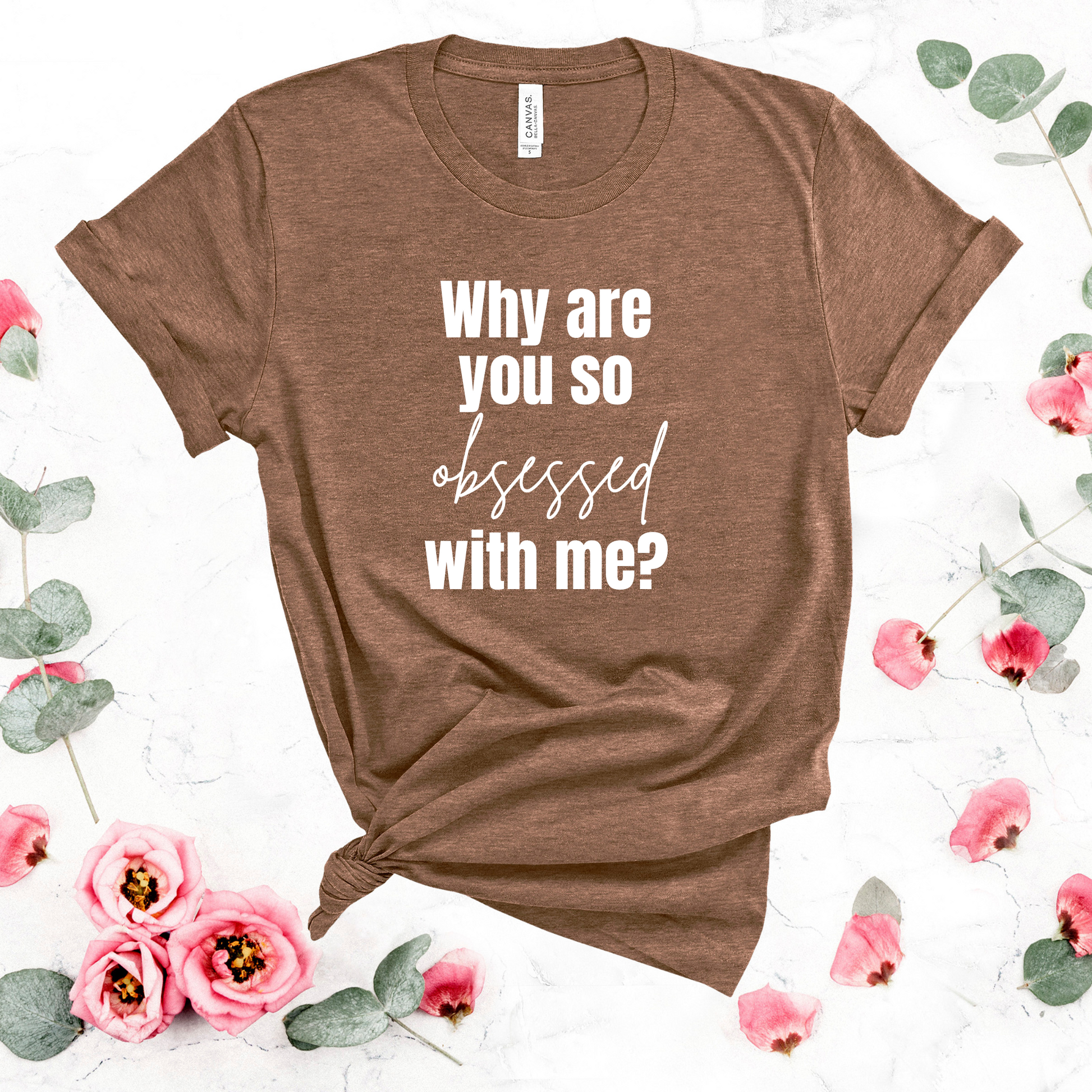 Wholesale Obsessed with me Graphic Tee - Heather Brown Tee