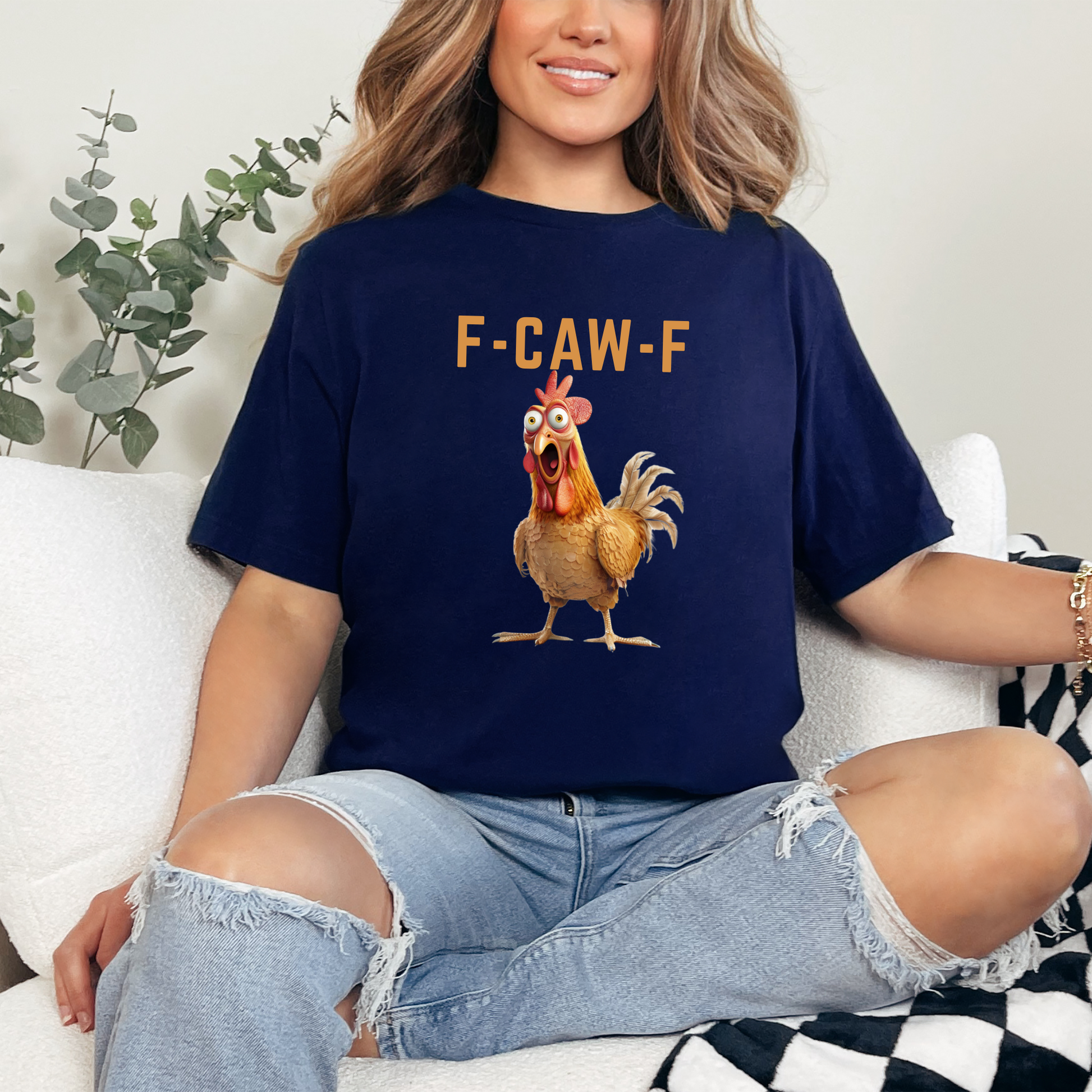 Wholesale F-Caw-F Chicken Graphic Tee - Navy Tee