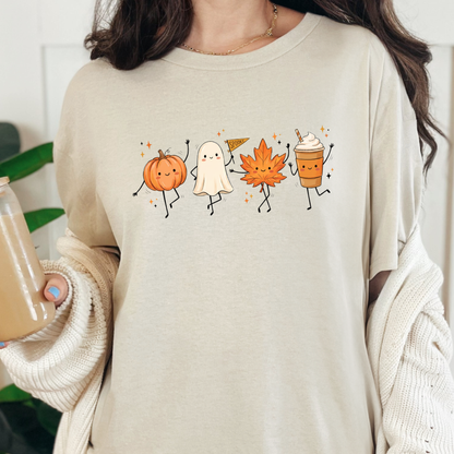 Wholesale Dancing Fall Friends Graphic Tee - Natural