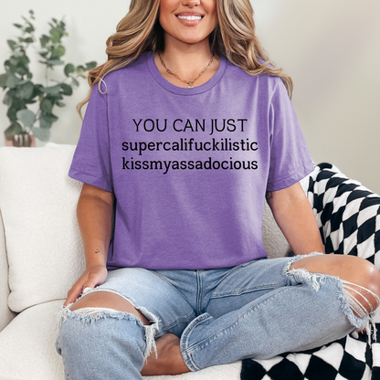 Wholesale You Can Just Graphic Tee - Heather Team Purple Tee