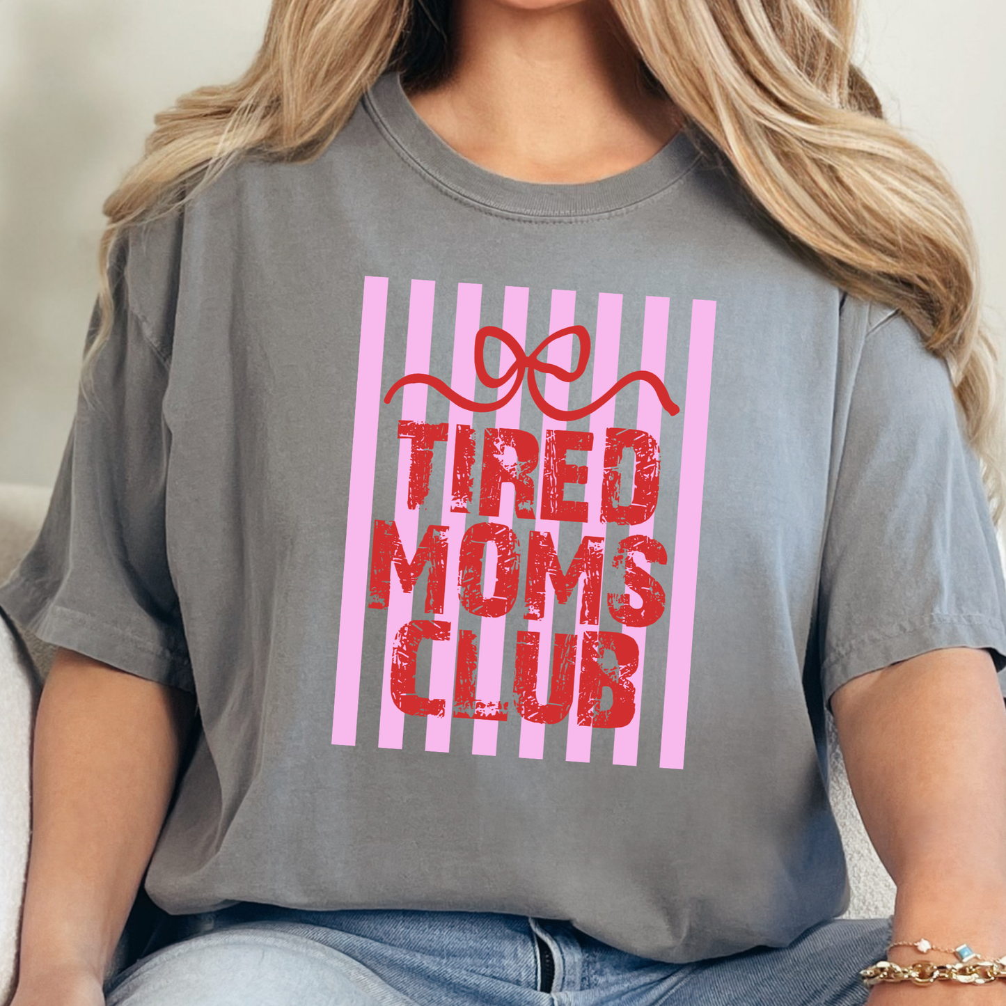 Wholesale Tired Moms Club Graphic Tee - CC Grey Tee
