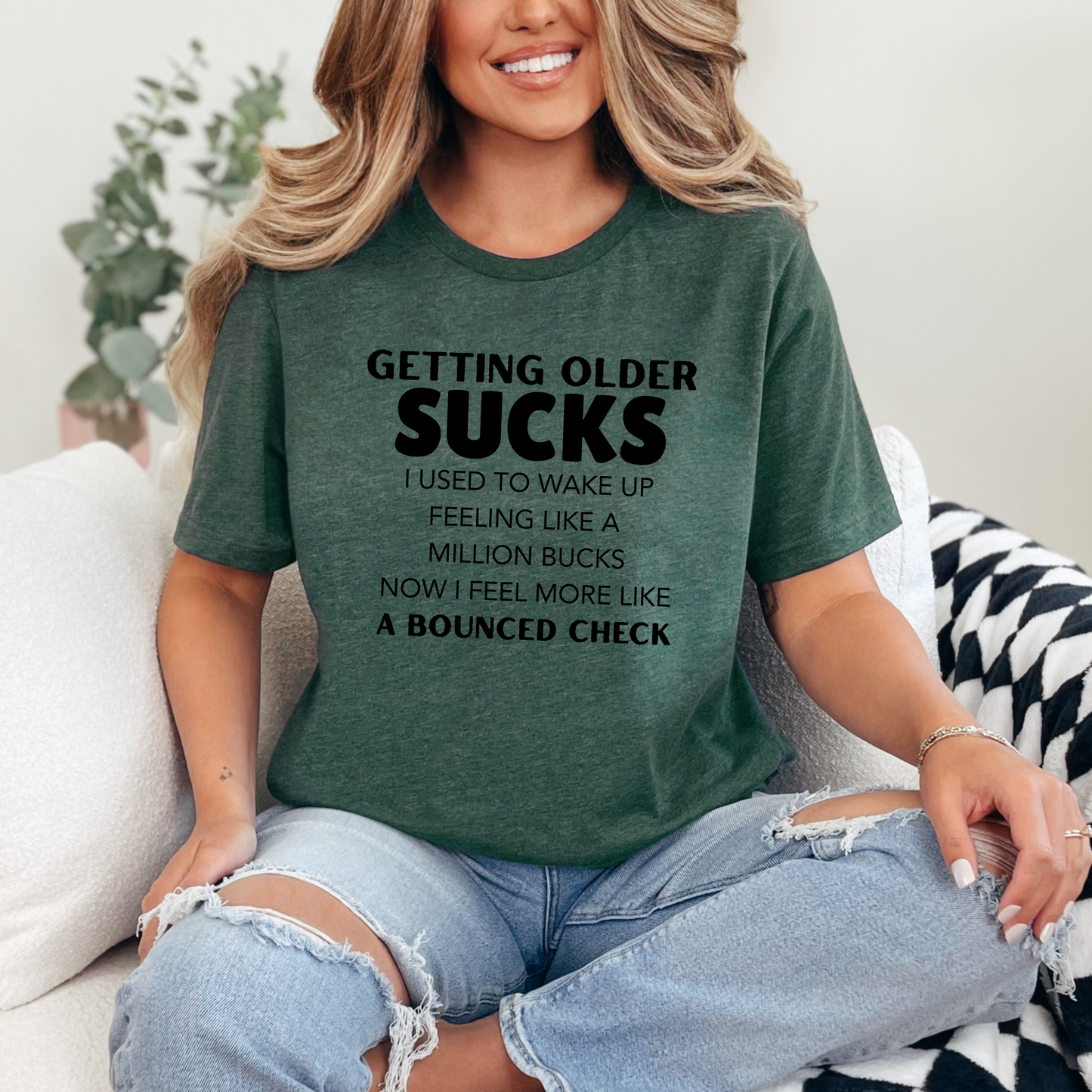 Wholesale Getting Older Graphic Tee - Heather Forest Tee