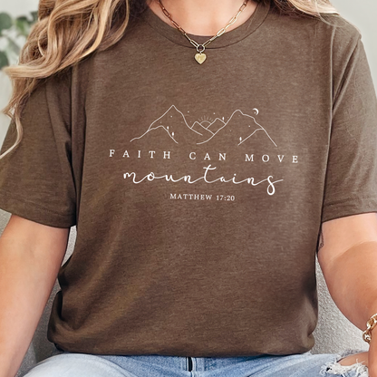 Wholesale Faith Can Move Mountain Simple Graphic Tee - Heather Brown Tee