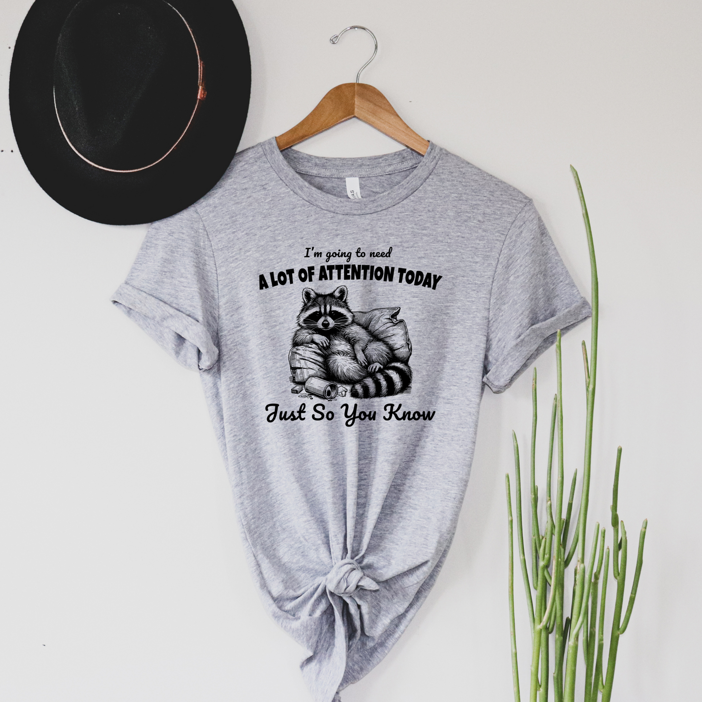 Wholesale Raccoon A lot of attention Graphic Tee - Grey Tee