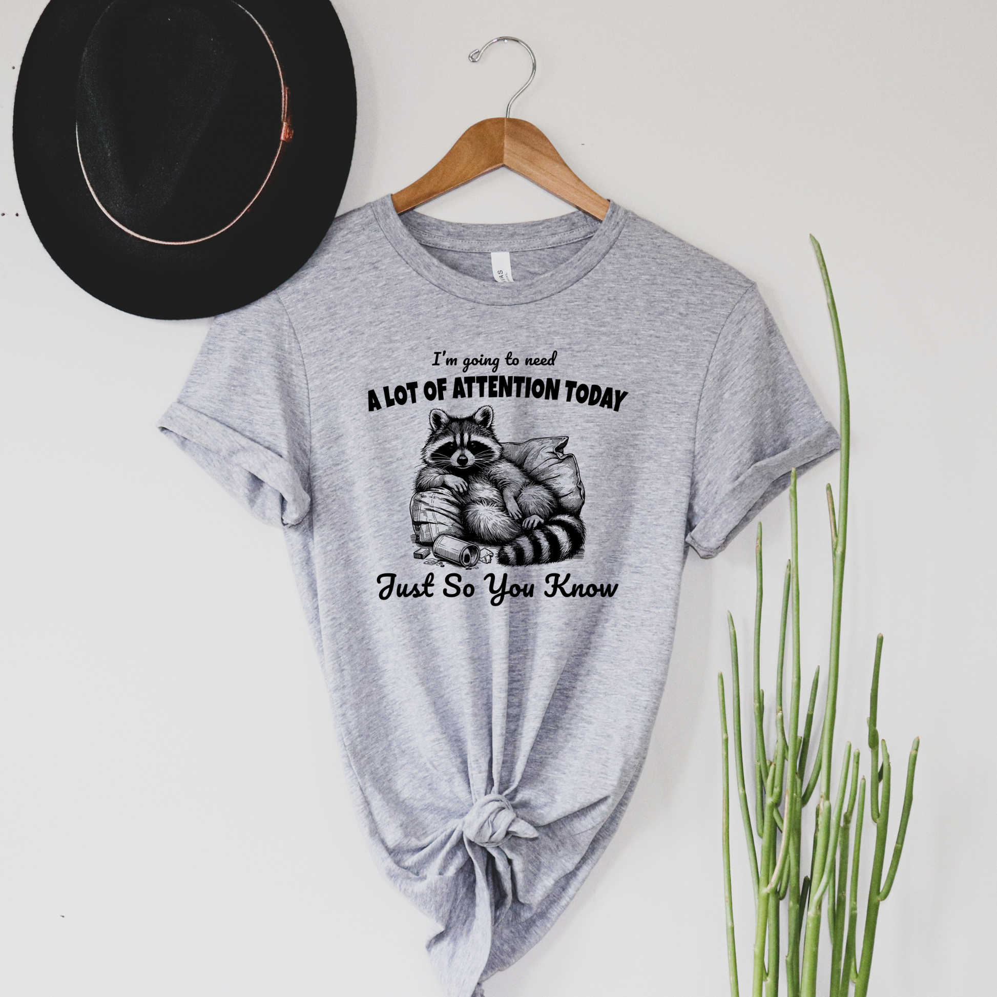 Wholesale Raccoon A lot of attention Graphic Tee - Grey Tee