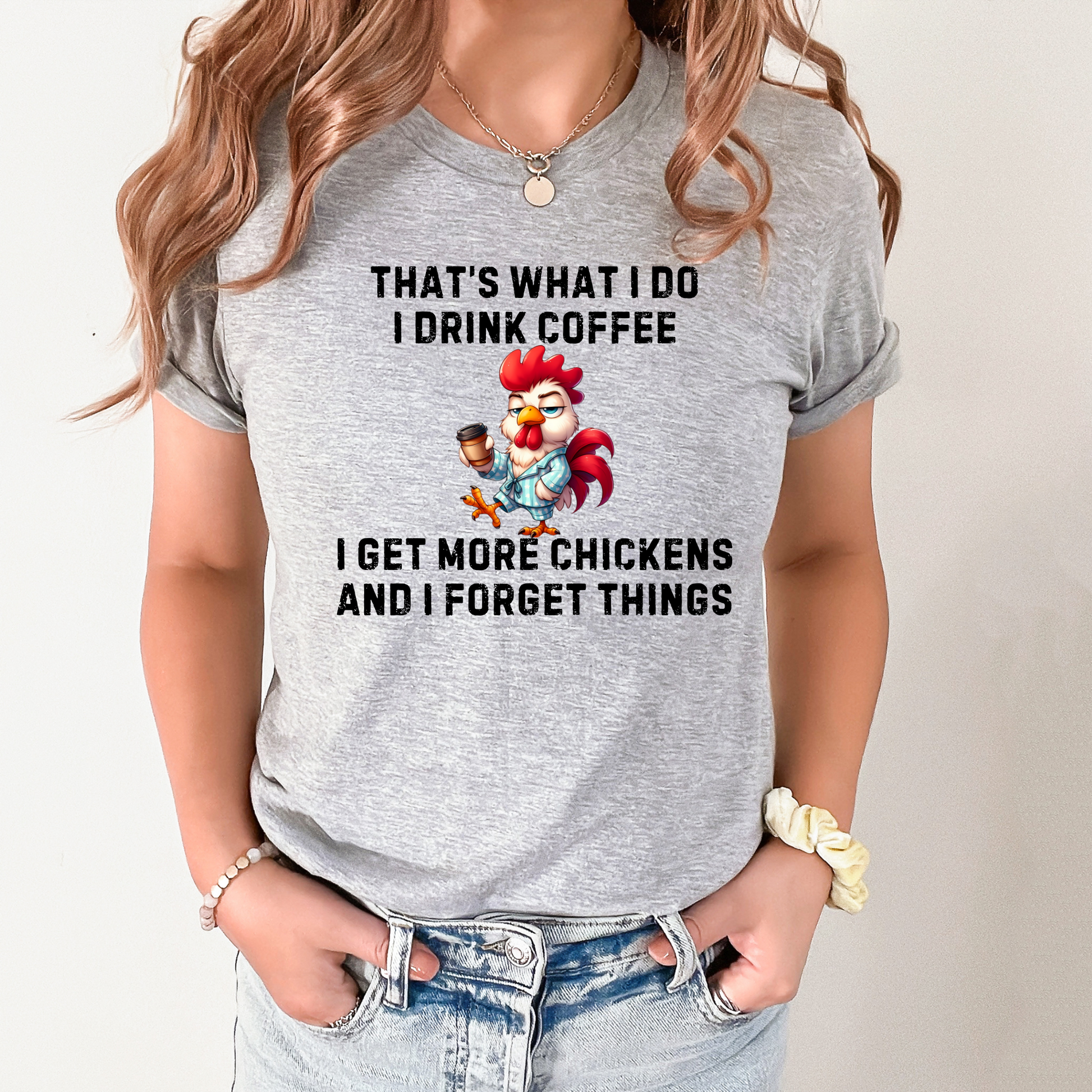 Wholesale Coffee & Chickens Graphic Tee - Tan Tee