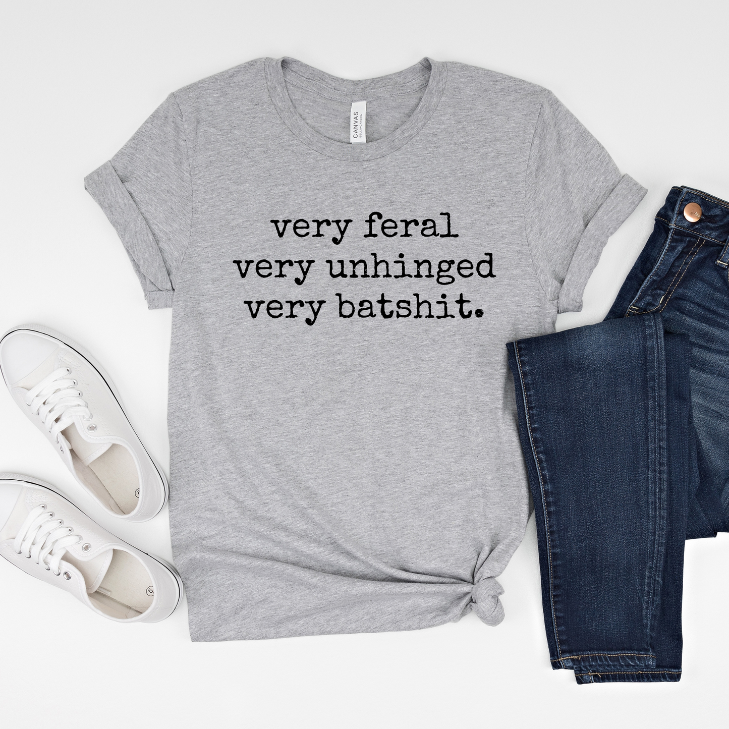 Wholesale Very Feral Very Unhinged Graphic Tee - Heather Slate Tee