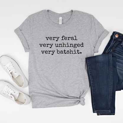 Wholesale Very Feral Very Unhinged Graphic Tee - Heather Slate Tee