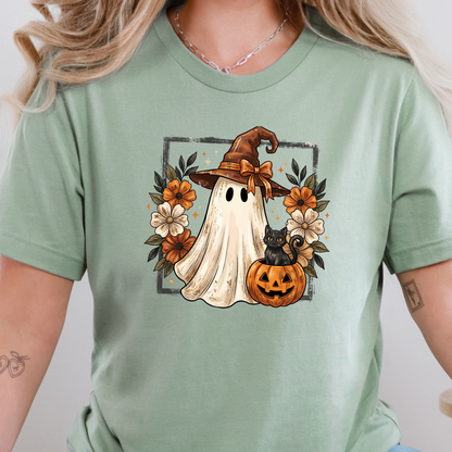 Wholesale Halloween Witch Ghost Graphic Tee - Sage