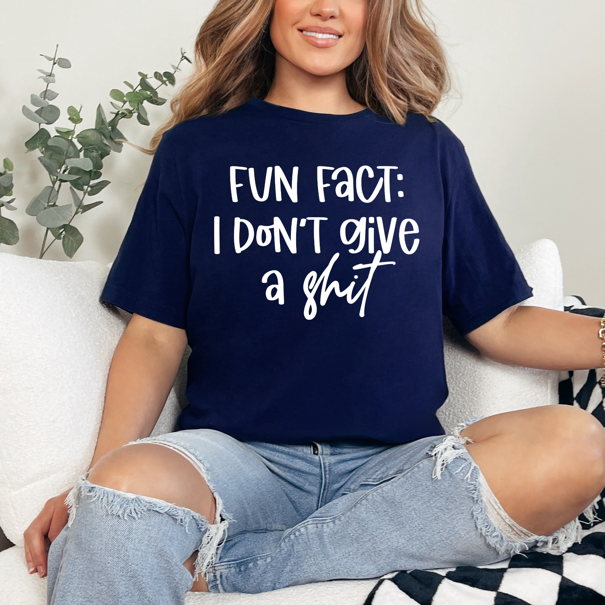 Wholesale I Don't Give a Shit Graphic Tee - Navy Tee