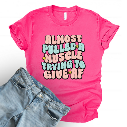 Wholesale Almost pulled a muscle Graphic Tee - Fuchsia Tee