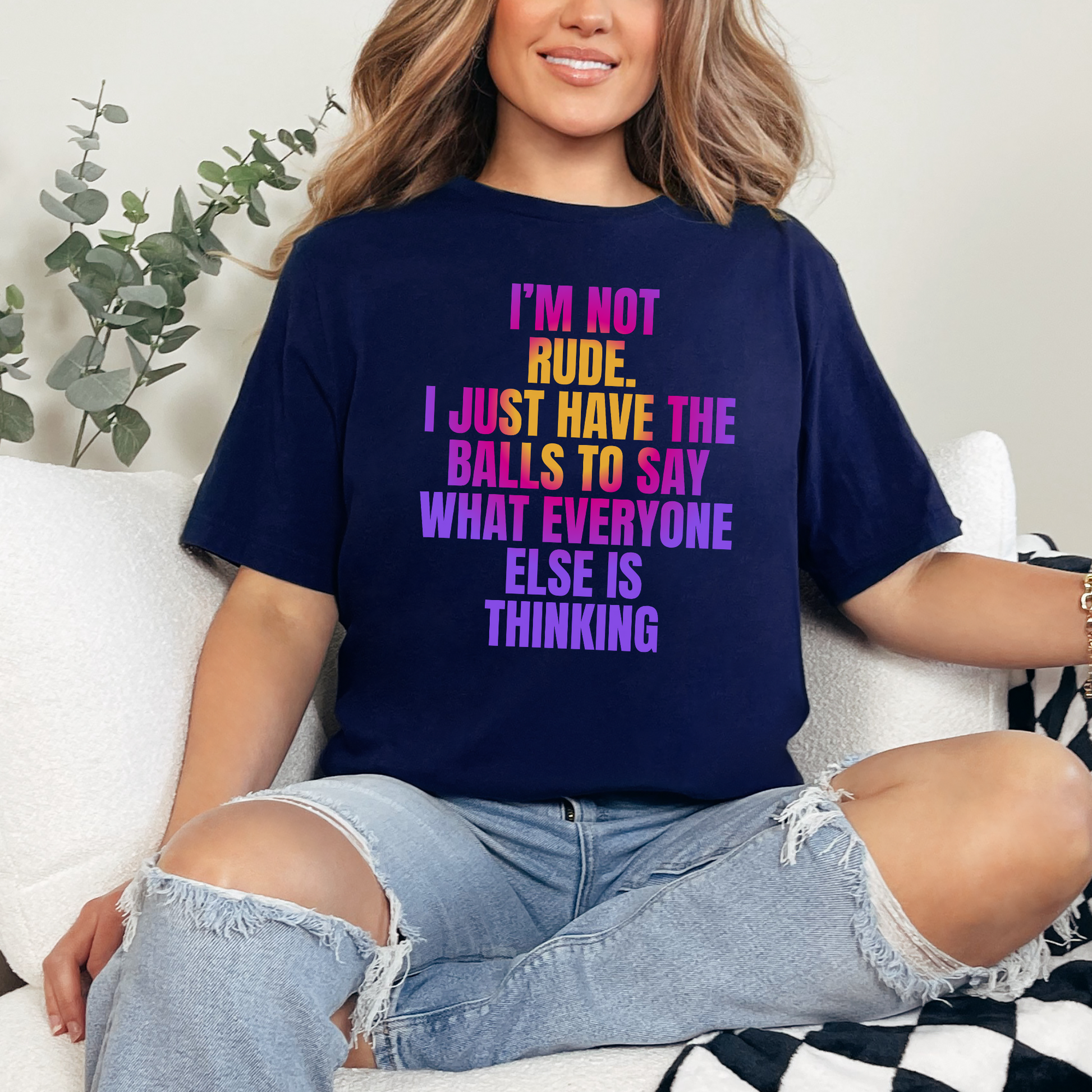 Wholesale Not Rude Graphic Tee - Navy Tee