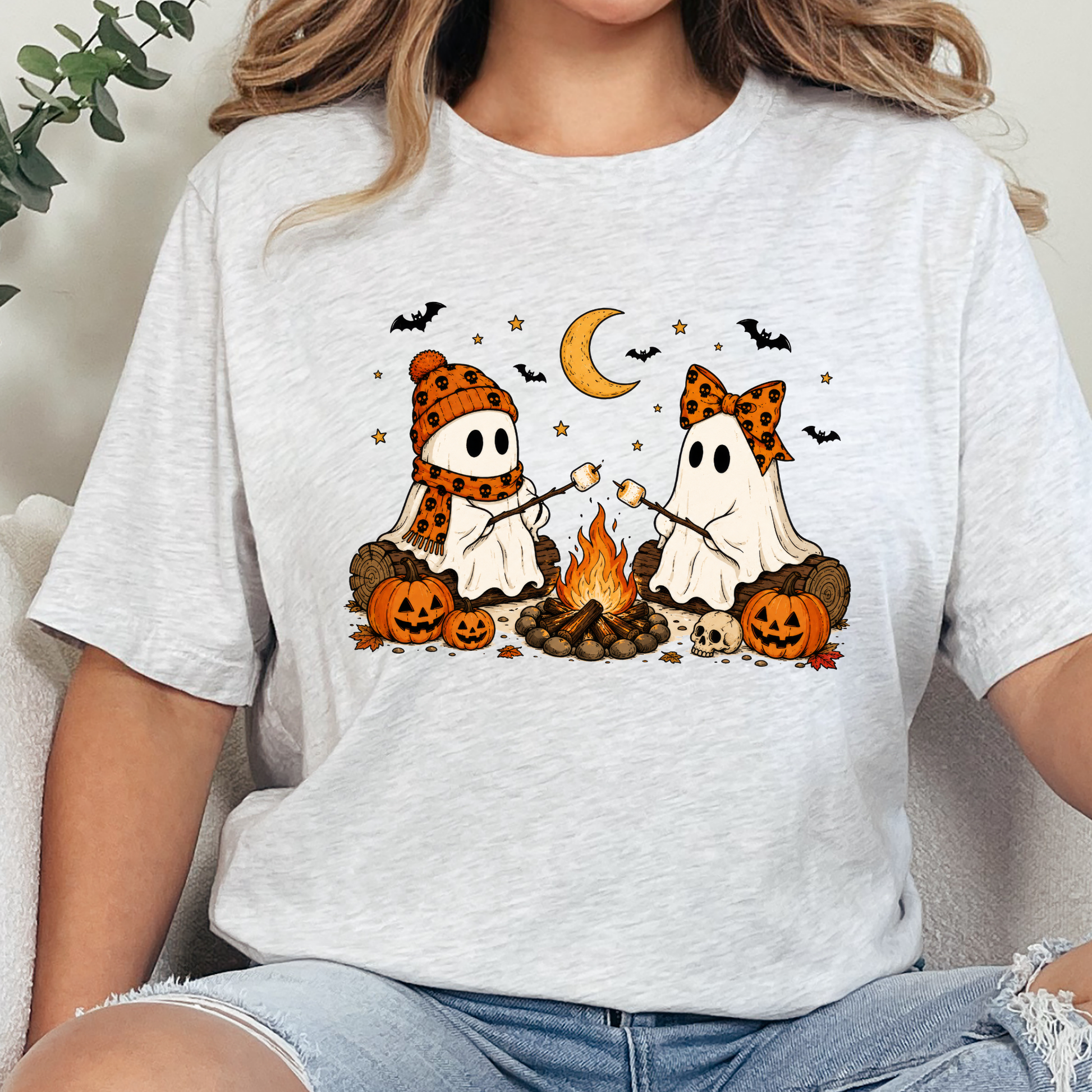 Wholesale Camping Ghosts Graphic Tee - Ash